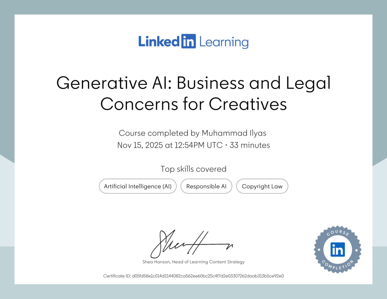 Generative AI Business & Legal Concerns Certificate